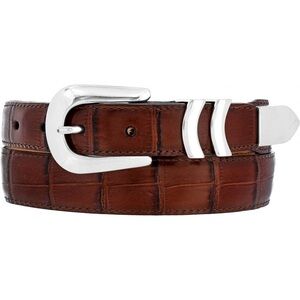 ONYX by Brighton Catera Taper Belt Peanut Brown Leather Belt Silver Size 40